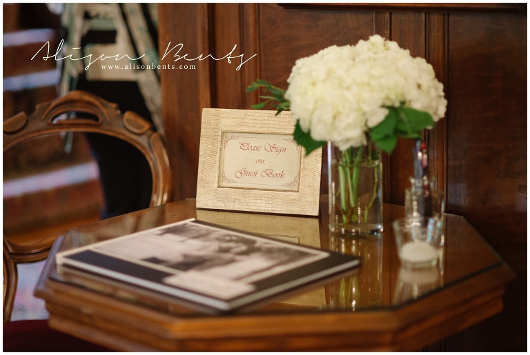 guestbook and flowers at wedding